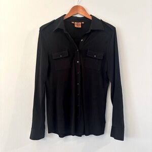 Tory Burch 100% Silk Black Button Down Shirt